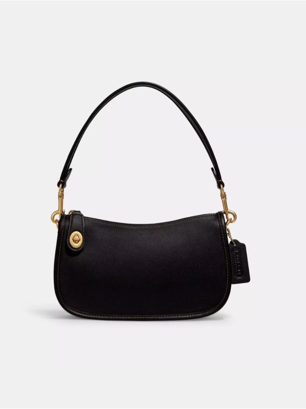 Coach Swinger Black Pebbled Leather Shoulder Hobo with Gold Hardware